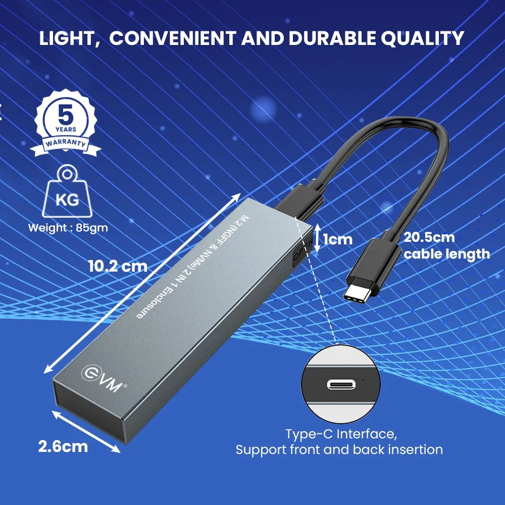 EVM SSD Casing M.2 (NGFF & NVMe) 2 in 1 Type-C (CG-001) view 4